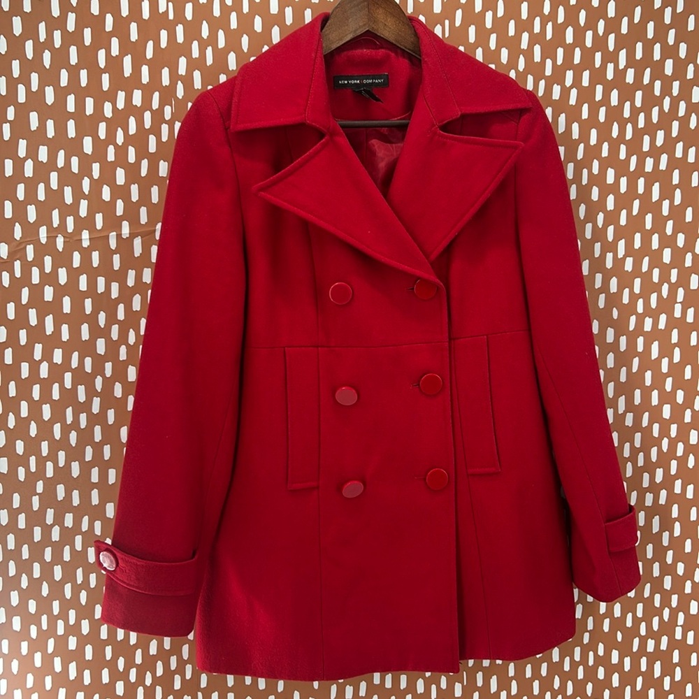 Red Pea Coat, New York & Company, size 6